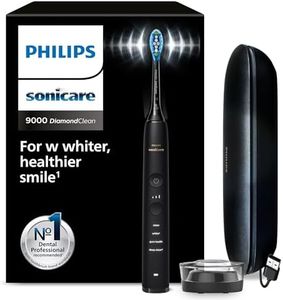 Philips Sonicare DiamondClean 9000 Black Electric Toothbrush, 4 Modes, 3 Intensities, Gum Pressure Sensor, App, Connected Handle, UK 2-Pin Bathroom Plug, Packaging May Vary