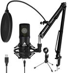 MAONO 25mm Large Diaphragm Condenser Microphone USB Cardioid PC Computer Mic with Two Metal Stand for Podcasting, Gaming, Studio Recording, Streaming, YouTube Video, Voice Over(AU-A425 Plus)