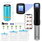 Inkbird WIFI Sous Vide Cooker & 44PCS Electric Vacuum Sealer Sous Vide Kits Recipes on APP and 1000W Sous Vide Machine| Sous Vide Starter Kits with 30PCS Sous Vide Bags Electric Pump Clips