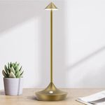 Hapfish Rechargeable Cordless LED Table Lamp, 6000mAh Battery Operated Lamps, Aluminum, Waterproof, Portable & Dimmable, Wireless Mini Desk Light for Home Outdoor Living Room Dining Garden (Bronze)