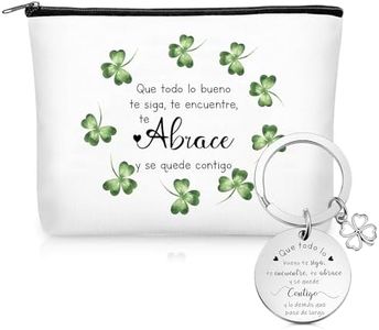Weewooday Set de 2 Regalos para Colegas Bolsa de Cosméticos de Amistad Llavero de Acero Inoxidable con Colgante de Trébol Bolsa de Maquillaje de Lienzo Regalo para Amigos Compañera de Trabajo