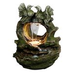 Alpine Natural Look Waterfall Bird Fountain w/LED Lights, 32 Inch Tall