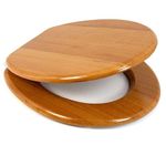 Marco Paul Interiors 18'' Toilet Seat Universal Wooden MDF Pine Toilet Seat Bathroom Home En -Suite Oval Toilet Seat Fittings Adjustable Round Toilet Seat Replacement Bathroom Seat Traditional Hinges