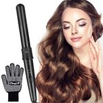 CkeyiN Ceramic Curling Wand, 25-32MM Tapered Curling Iron with Anti-Scald Design, Professional Adjustable Temperature LCD Display, Dual Voltage Hair Styling Tool for Women