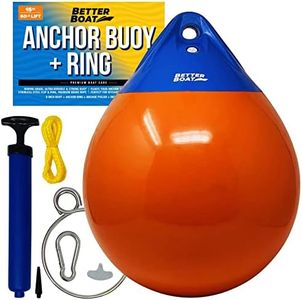Anchor Bouy and Retrieval Ring 15" Inflatable Vinyl Boat Buoy Balls with Pump Round Boat Mooring Buoys, Marker and Anchor Float Ball Floating Pick Up for Rope for Sea & Lake