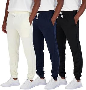 3 Pack Mens Men Big & Tall King French Terry Joggers Tech Fleece Active Sweatpants Sports Athletic Workout Training Jogger Men's Track Gym Pants Casual Quick Pockets Elastic Bottoms - Set 5, 5X