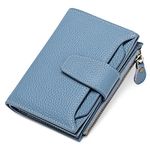 SENDEFN Women's RFID Blocking Leather Small Compact Bi-fold Zipper Pocket Wallet Card Case Purse with ID Window