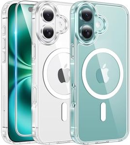 FNTCASE for iPhone 16 Case: Clear Magnetic Military Grade Drop Protection Anti Yellowing Slim Case - Rugged Shockproof Protective Transparent Cell Phone Cover(Clear)