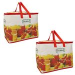 DOUBLE R BAGS Jute Shopping Grocery Vegetable Bag with Reinforced Handles, Underbed Storage Bag with zipping (Pack of 2)
