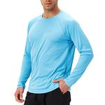 NAVISKIN Men's Sun Protection UPF 50+ UV Outdoor Long Sleeve T-Shirt Blue-L