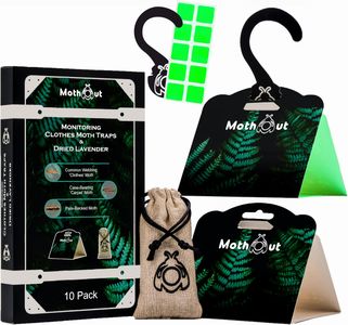 MothOut Clothes Moth Traps 10-Pack – Carpet Trap, Lavender Freshener, Glowing Pads