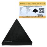 Certified Black Tourmaline Pyramid - 2" Inch Crystal Pyramid for Positive Energy, Vastu, Reiki, Feng Shui and Chakra Healing Energy Balancing