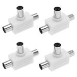 YINETTECH 4PCS 2 Way Aerial Splitter TV RF Coax Adapter Male Plug to Female Jack Connector Antenna Cable Separator for TV Antenna Multi Box VCR PVR DVR