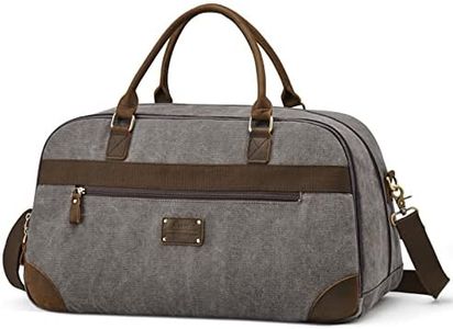 S-ZONE Duffle Bags for Traveling Mens Canvas Weekender Overnight Shoulder Duffel Bag RFID Carryon Handbag Leather Trim