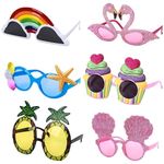 RUINIPOT Pack of 6 Hawaiian Party Decorations - Essential Beach Accessories, Ideal Photo Booth Props, Adult Party Sunglasses