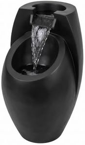 21.5 Inch Floor Standing Water Fountain, Modern Two-Tier Waterfall for Indoor Patio Garden Decor, Weather-Resistant Resi