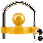 METOWARE Trailer Coupler Lock Universal Adjustable Heavy-Duty Steel Trailer Hitch Lock, Anti Theft Trailer Ball Lock Towing Lock for Towing Trailer Security Fits 1-7/8",2”, 2-5/16" Coupler Yellow