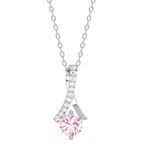 Clara 925 Sterling Silver Pink Solitaire Pendant Chain Necklace | Rhodium Plated, Swiss Zirconia | Gift for Women and Girls