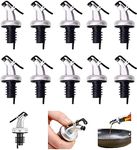 WENGONVILA Oil Bottle Cap Dispenser Nozzle Stopper Pourer Leak-Proof Oil Bottle Ca for Oil Vinegar for Kitchen, Liquor Wine Oil Pourer,Dispensers Caps for Bottle Pourers (Black and Silver) (6)