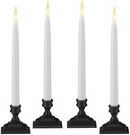 612 Vermont Battery Operated LED Taper Window Candles with Timer (6 on/18 Off), Patented Warm White Dual LED Flicker Flame, VT-1660A-4 (Pack of 4, Antique Bronze)