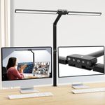 Moslumin LED Desk Lamp for Office & Study, 24W Double Head Clamp Monitor Light Bar, Super Wide & Bright, Dimmable & 5 Color Modes, Eye Protection Clip Table Lamp for Computer Screen, Work, Reading