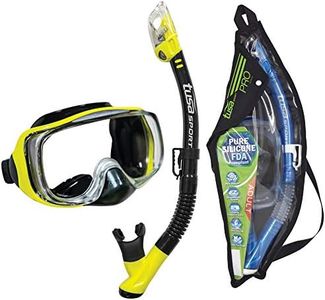 TUSA Sport Adult Imprex 3D Purge Mask and Dry Snorkel Combo, Black/Flash Yellow, UC-3325P-BKFY