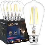 Sailstar E26 LED Bulb 60 Watt Equivalent, LED Edison Bulbs 800LM, 4000K Natural Daylight, 120V CRI85+ 6W Clear Vintage Light Bulbs for Bathroom Vanity, Dining Living Room, 6 Pack, Non-dimmable