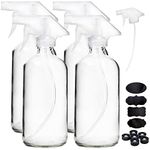 Youngever 4 Pack 500ML Empty Glass Spray Bottle, Clear Glass Spray Bottle for Essential Oils with Extra Durable Trigger Sprayers