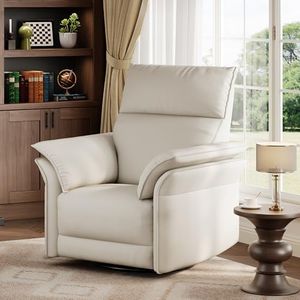 GarveeHome Power Recliner Chair Swivel Glider Upholstered Chenille Nursery Rocker Reclining Sofa Chair with Charging Port, Double-Layered Armrests & Side Pocket for Living Room and Bedroom (Beige)