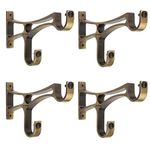 Arena Aluminum Double Curtain Bracket Set, Curtain Finials with Antique Brass Finish, Curtain Rod Holder Set for Doors & Windows, 1 Inch Parda Rod Holder, Double Curtain Rod Knobs 4 Pcs Set