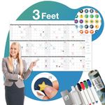 Large Dry Erase Wall Calendar - 24x39 Inches - Blank Undated 2020-2021 Reusable Year Calendar - Whiteboard Yearly Poster - Laminated Office Jumbo 12 Month Calendar