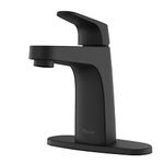 Matlock Matte Black Bathroom Faucet, Single Handle, Single Hole Bathroom Vanity Faucet, Bathroom Decor, 1 or 3 Hole Bathroom Sink Faucet, Optional Deckplate Included