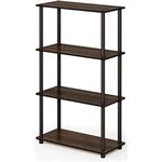 Furinno 99557WN/BR Turn-N-Tube 4-Tier Display Rack, Single, Walnut/Brown