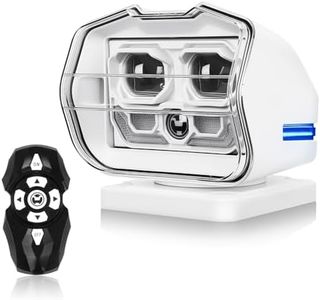 SUPAREE Remote Control LED Spotlight White, 60w 5000lm Outdoor LED Searchlight Auto-Reset 360°Rotation for Boat Truck Offroad Marine Wireless Magnetic Spot Light, (6 Magnets & Automatic Searching)