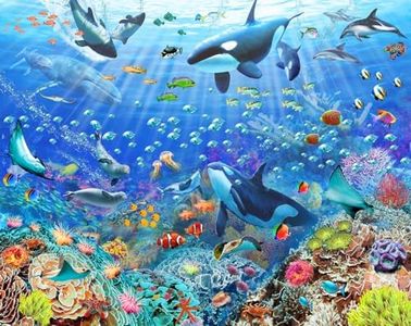 Walltastic Underwater Scene Wallpaper Mural, FSC Paper, Multi, 8 feet High x 10 feet Wide, 1 Size