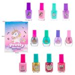 Kids Washable Nail Polish Set | Non-Toxic Water Based Peel Off | Birthday Gifts & Holiday Fun for | 8 to 12 Years Old (12PCS Nail Polish Set)
