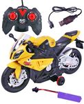 Toyshine 1:20 Scale Remote Control Rechargeable 360° Spinning Action Racing Motorbike Toy with Light & Sound Function for Boys Girls 5-12 Years, Yellow