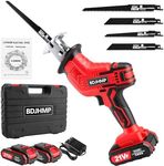 Cordless Reciprocating Saw | 21V 2000mAh * 2 Batteries, 3000RPM, 28mm Stroke Length, 4 Blades | Electric Power Reciprocating Saw for Wood/Metal/PVC Cutting