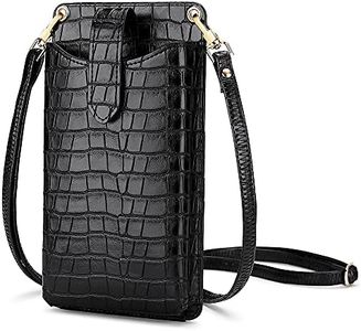 Peacocktion Small Crossbody Cell Phone Purse for Women, Lightweight Mini Shoulder Bag Wallet with Credit Card Slots, B-Black Croc, Small