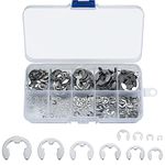 Ewwtrey 200 Pcs E-Clip Circlip External Retaining Rings, E-Clips Assortment Kit, 10 Sizes Stainless Steel External Circlip Snap Rings Retaining Clips Set - M1.5/M2/M3/M4/M5/M6/M7/M8/M9/M10