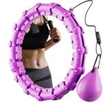 Weighted Hula Hoop for Adults, Large Size Fitness Hula Hoops with Weight Ball, Detachable Fitness Ring with 360° Auto-Spinning Ball Message, Workout Equipment for Home Office Gym Use