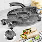 ARC Tortilla Press 10.4" Include 100 Pcs Parchment Paper, Cast Iron Tortilla Maker, Black Gray