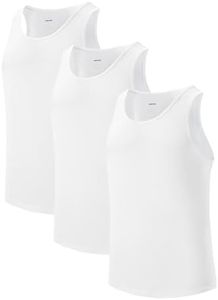 MODALSILKY Men's Tank Top Undershirts Micromodal Sleeveless Tag Free Moisture-Wicking A-Shirt for Men 3 Pack (White, L)