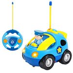 SOKA My First Remote Controlled Racing Car for Toddlers with Sound and Light Toy Car RC Birthday Gift Present Police Racer for Kids Children Boys Girls - Light Blue