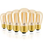 Hizashi 2 Watt S14 Amber Replacement Glass Bulbs 2200K Dimmable E26 LED Light Bulbs for Outdoor Patio String Lights - 11W-25W Incandescent Edison Bulbs Replacement, cUL Listed - 6 Pack