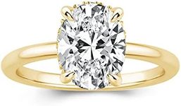 Pzokooi 1.5/5.5ct Elongated Oval Cut Women's Engagement Ring,Simulated Diamond Promise Ring in Gold Plated 925 Sterling Silver, Metal, Cubic Zirconia