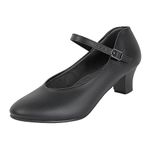 Dynadans Women's Character Shoe Ankle Strap 1.5'' Latin Dance Shoes, Black, 6