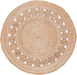 Ripaz Jute Rug Hand Woven Designed Round Rug Hand Braided Area Rug, Natural Jute (300 x 300 cm (10 Feet Round))