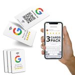 Reusable Review Tap Card for Google Reviews - 3-Cards Pack - QR & Tap NFC Review Card - Review Us on Google Tap Card - iPhone & Android - Boost my Reviews Card - Set Up at Home | by MESSAGENES