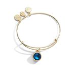 Alex and Ani Birthstones Expandable Bangle for Women, Birthday Crystal Charms, Shiny Finish, 2 to 3.5 in, Adjustable (2 to 3.5 inches), Brass